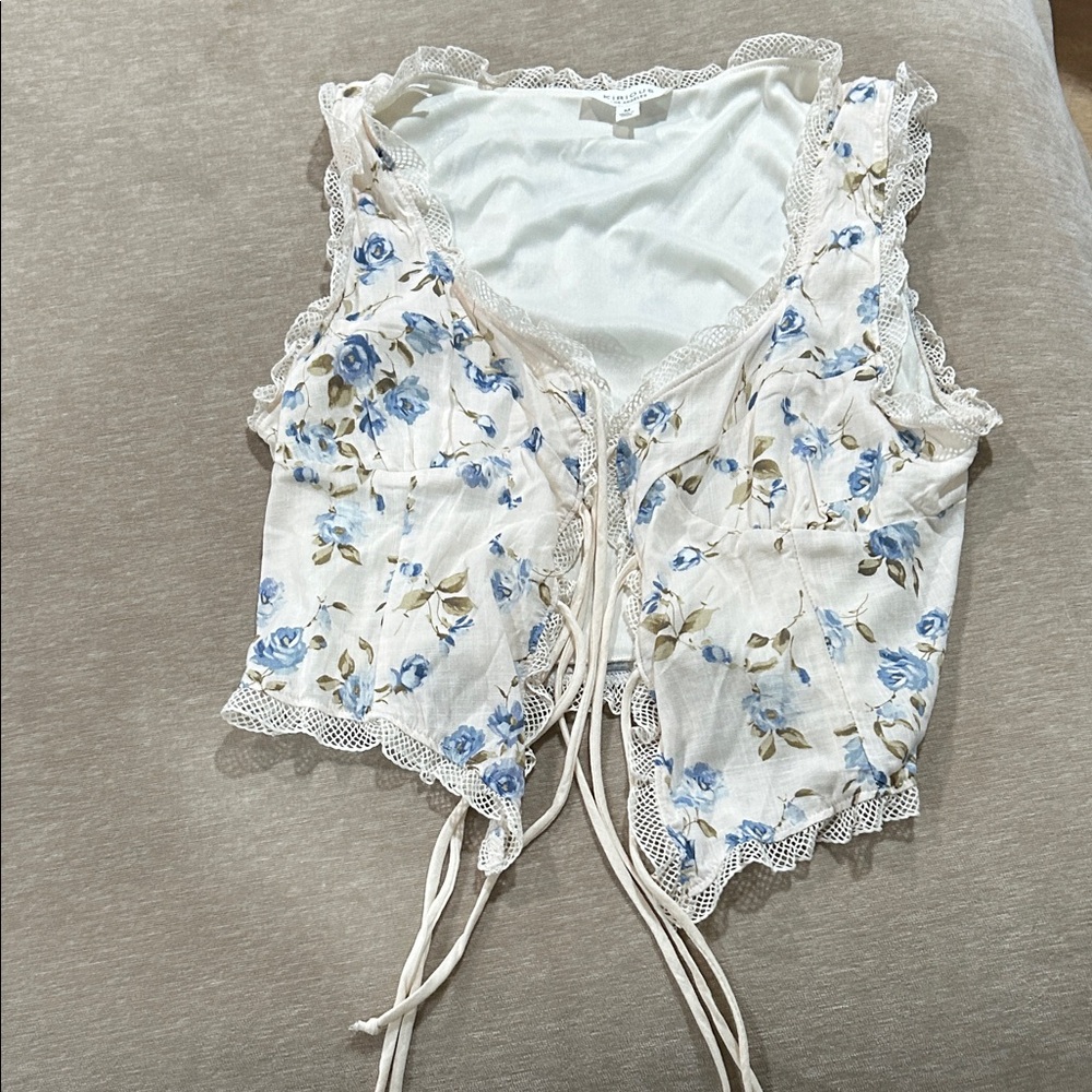 Floral Lace Trim Women Top